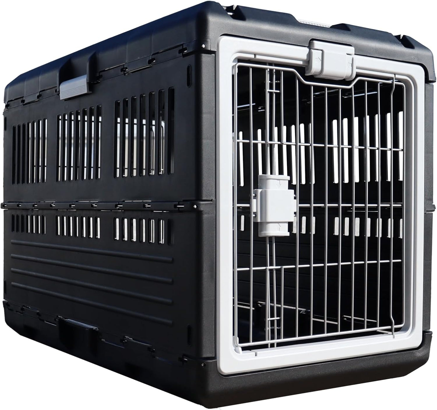 USA Pet Carrier & Crate 21'' - Premium Collapsible Design for Cats and Dogs - Portable Kennel for Small Pets - Indoor/Outdoor - 360-Degree Ventilation & Hard Plastic Wall Protection