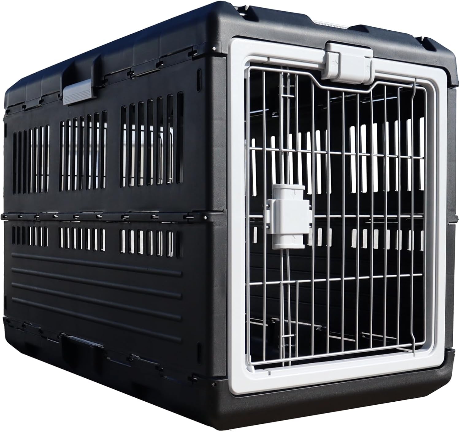 USA Pet Carrier & Crate 21'' - Premium Collapsible Design for Cats and Dogs - Portable Kennel for Small Pets - Indoor/Outdoor - 360-Degree Ventilation & Hard Plastic Wall Protection