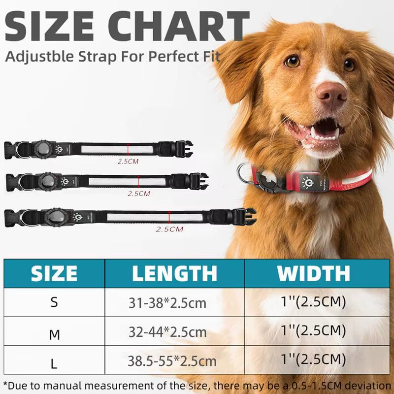 For Apple Air-Tag GPS Finder Waterproof Led Dog Collar Light USB Chargeable Swimming at Night for Apple Air Tag Tracker Case