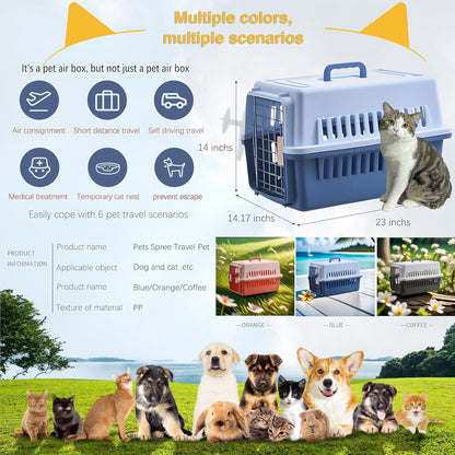 '-Pets Spree Travel Pet Carrier Dog/Cat Hard-Sided Carriers for Pets up to 15 Pounds Small Animal Carrier Airline/Road Travel Approved Stout (Orang)