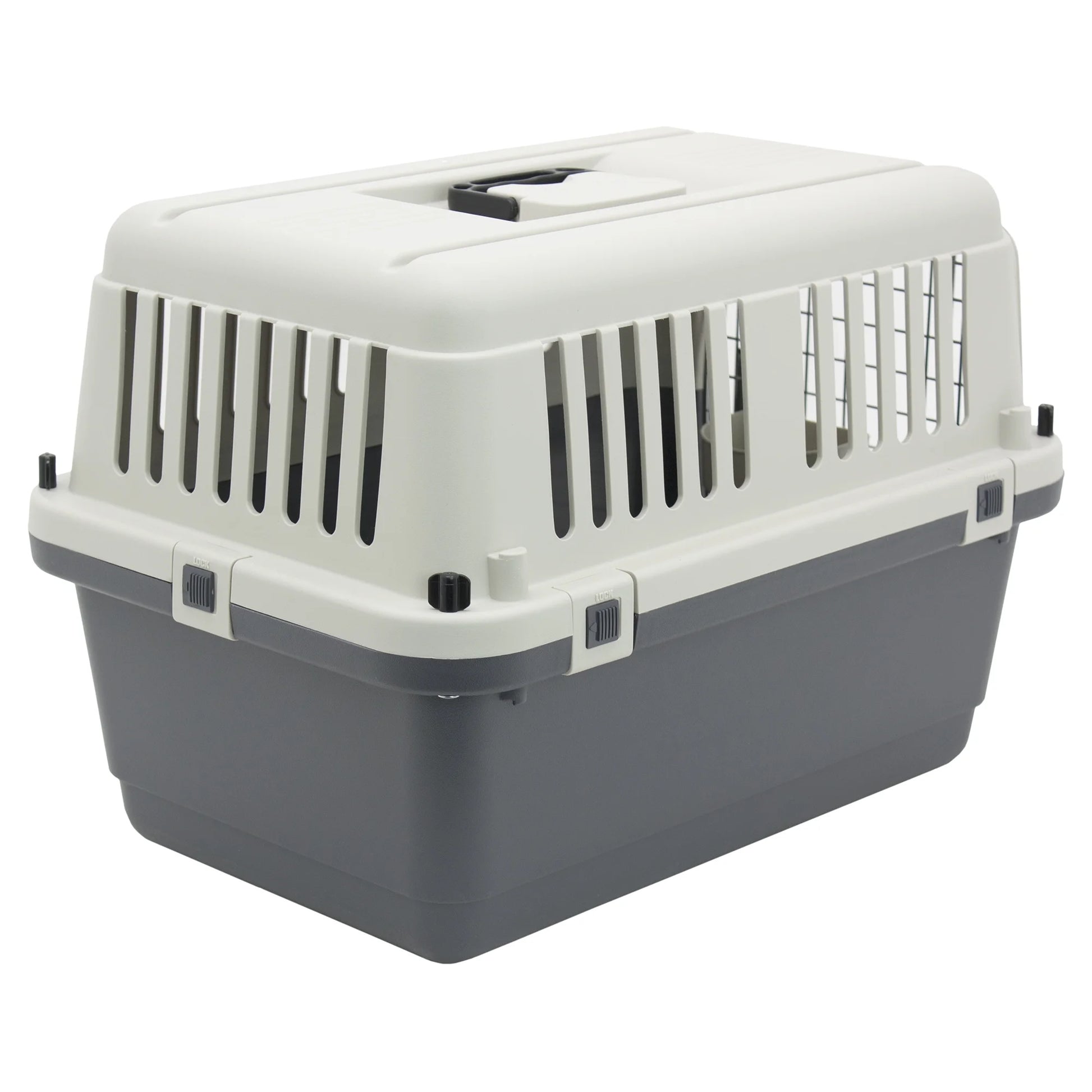 Plastic Kennel for Dogs & Cats, Wire Door, IATA Airline Approved, Travel Crate, No Wheels, Gray, Small, 24" L X 16" W X 16" H