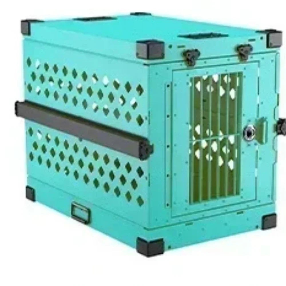 Heavy Duty Fully Collapsible Dog Crate Aluminium Alloy Medium and Large Dog Crate Folding Pet Car Crate Camping Travel IATA