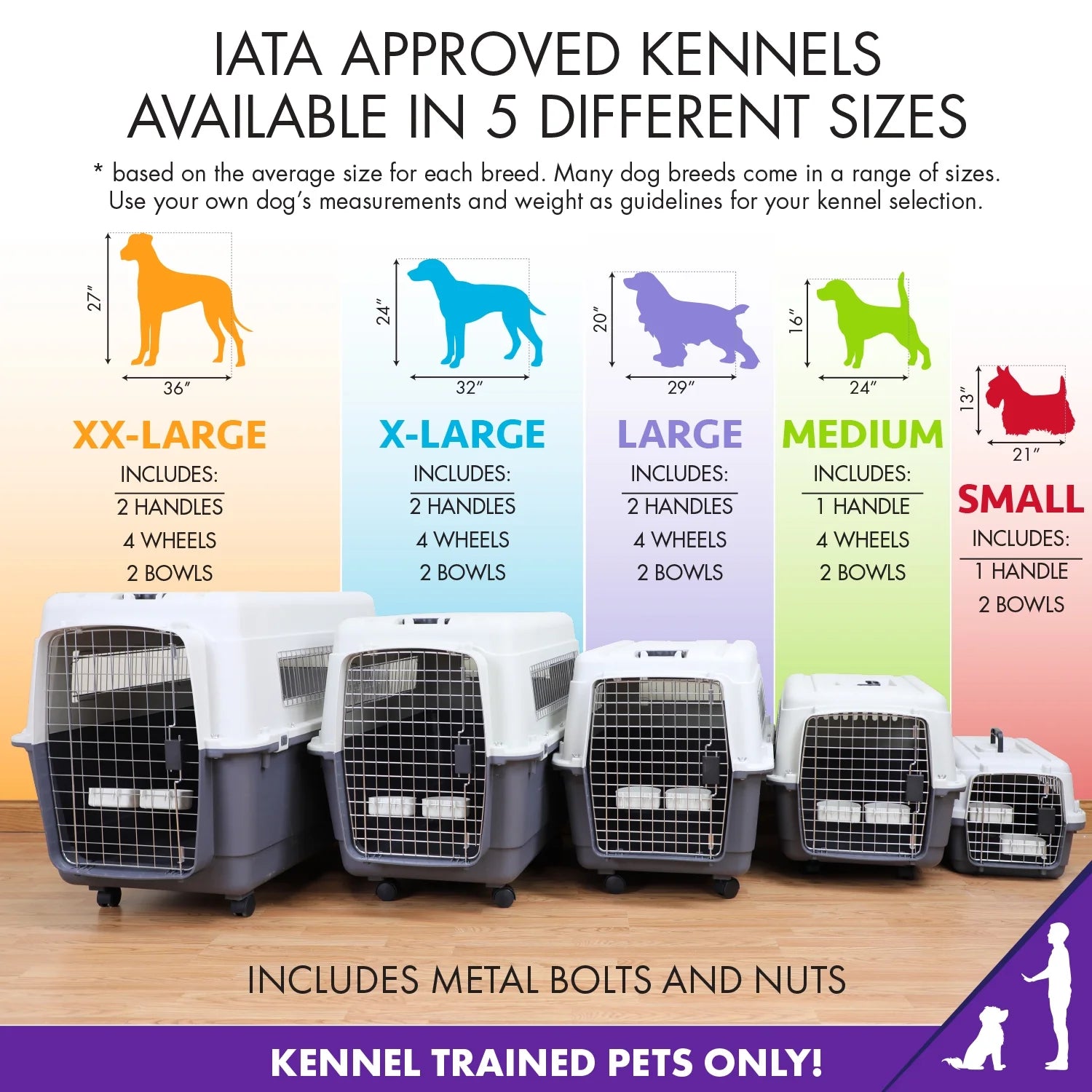 Plastic Kennel for Dogs, Wire Door, IATA Airline Approved, Travel Crate, with Wheels, Gray, Extra Large, 32" L X 22" W X 23" H