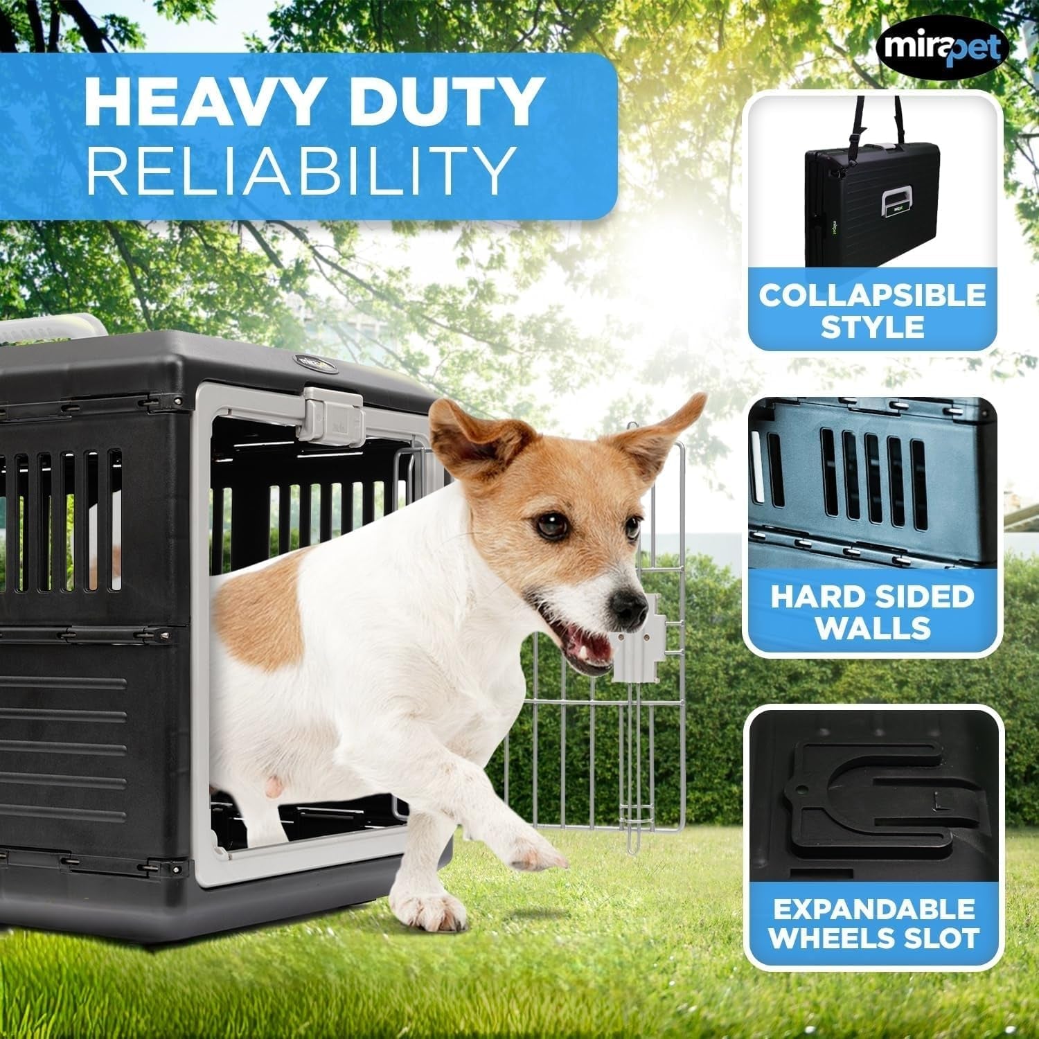 USA Pet Carrier & Crate 21'' - Premium Collapsible Design for Cats and Dogs - Portable Kennel for Small Pets - Indoor/Outdoor - 360-Degree Ventilation & Hard Plastic Wall Protection