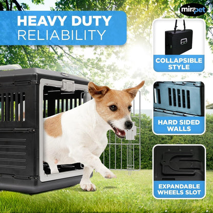 USA Pet Carrier & Crate 21'' - Premium Collapsible Design for Cats and Dogs - Portable Kennel for Small Pets - Indoor/Outdoor - 360-Degree Ventilation & Hard Plastic Wall Protection