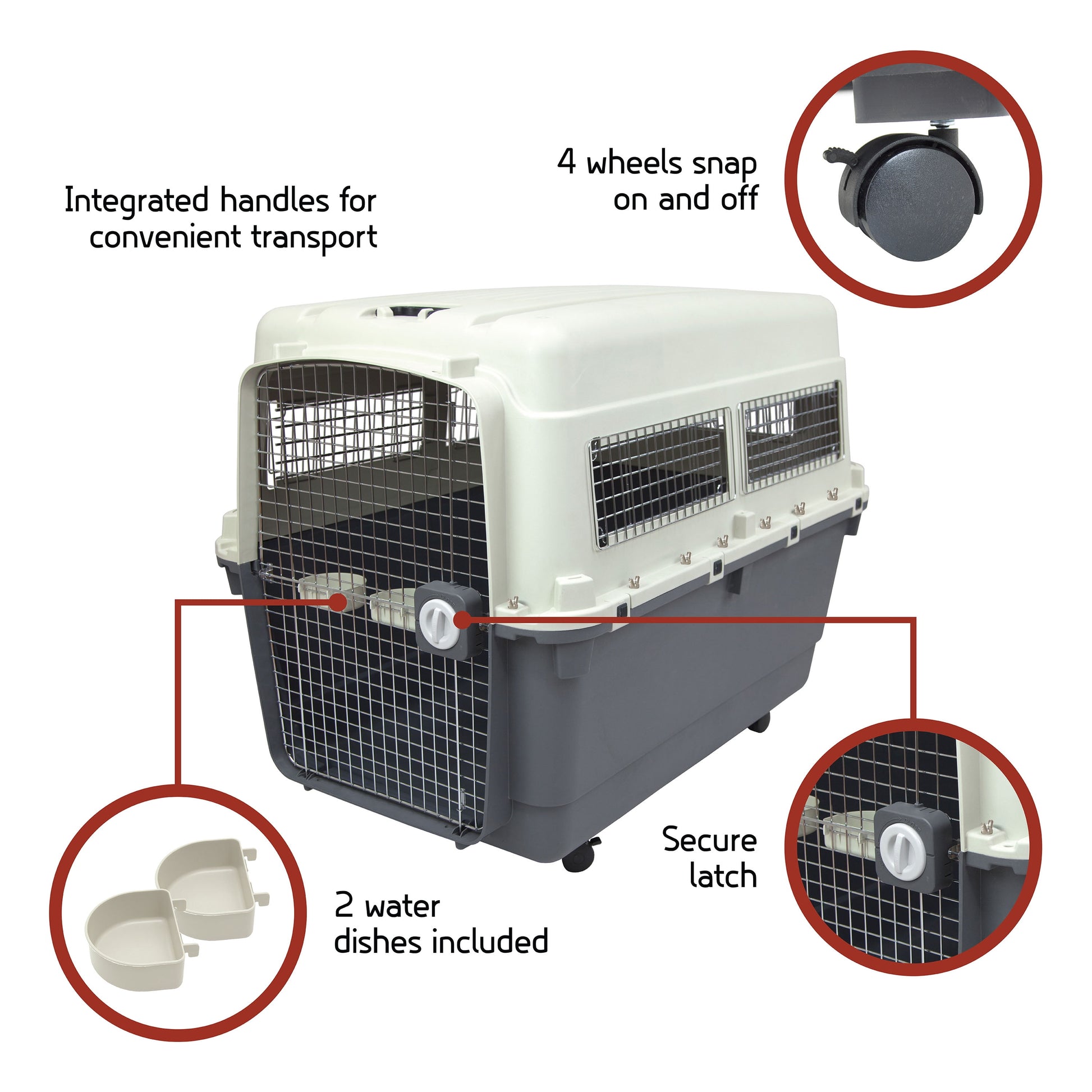 Airline Approved Plastic Dog Kennel with Wheels, Xxx-Large