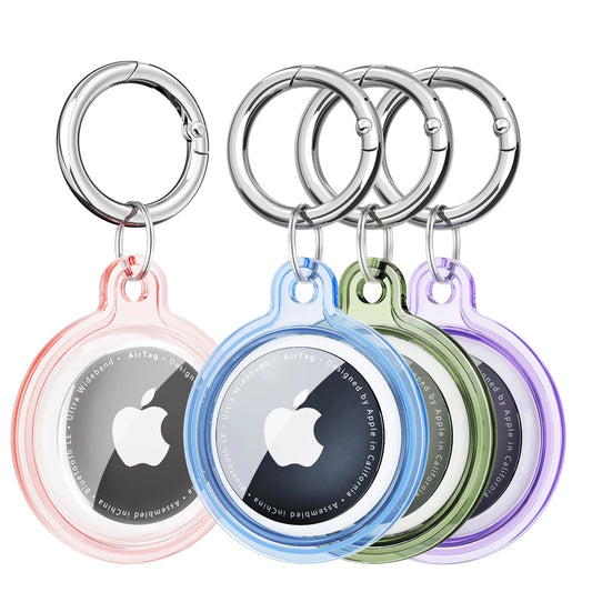 Full Cover Case For Apple Airtag Transparent Waterproof TPU Shell With Anti-lost Keychain Dog Cat Pet Collar Tracker Protective