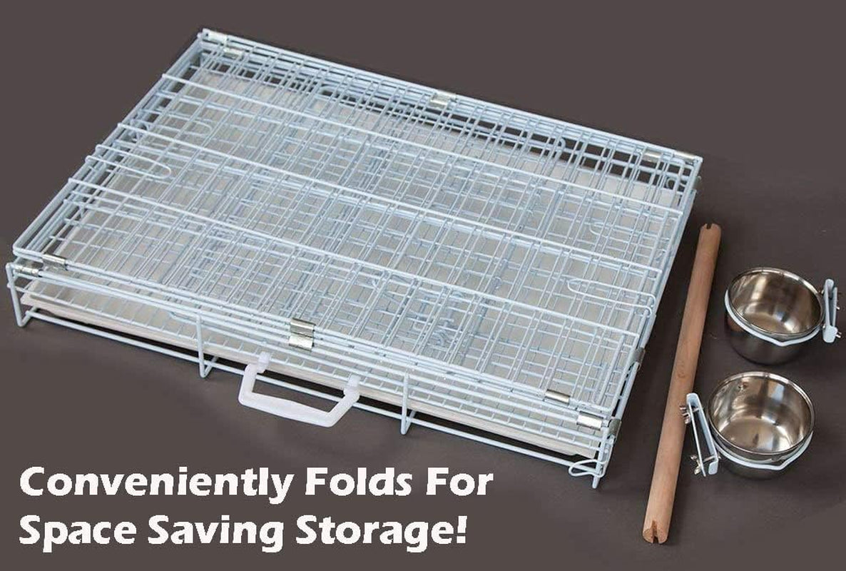 Collapsable Bird, Parrot, Dog, Bunny, Rabbit and Cat Carrier Travel Vet Carrier Cage (19" X 12" X 16"H, White)