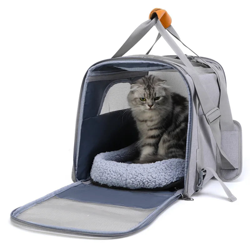 Cat Bags  Mesh Breathable Carrier Bags Foldable Cats Handbag Travel Pet Bag Transport Bag Shoulder Carrying Cat Car Travel Bag