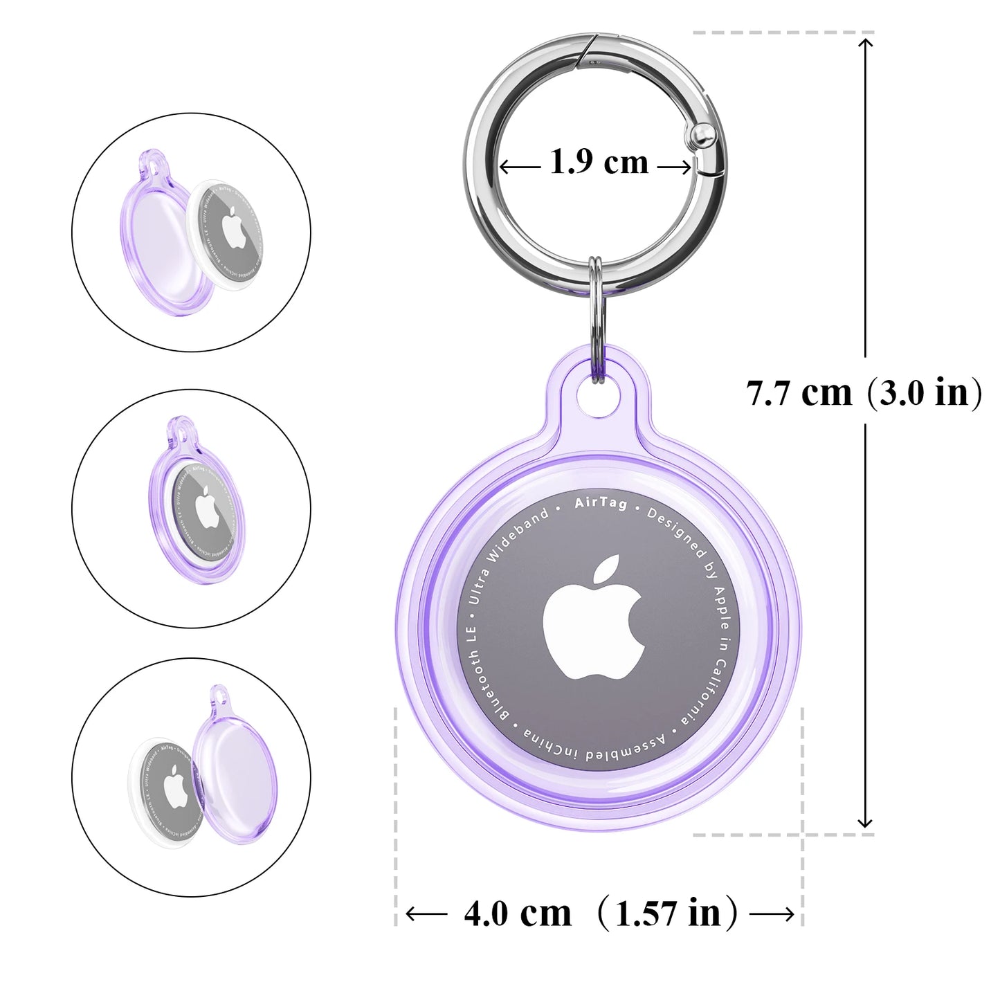 Full Cover Case For Apple Airtag Transparent Waterproof TPU Shell With Anti-lost Keychain Dog Cat Pet Collar Tracker Protective