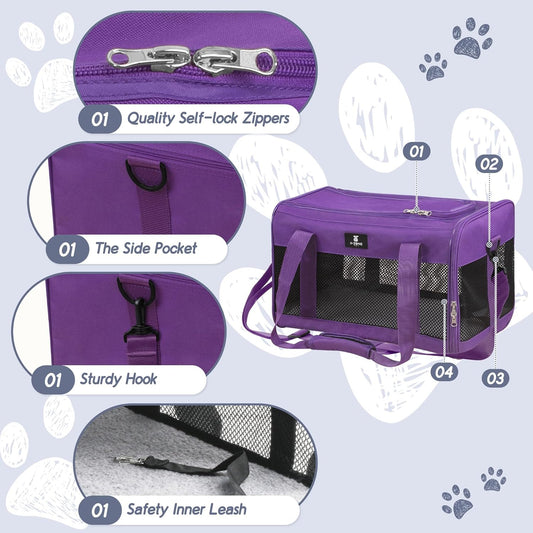 Cat Carrier Pet Carrier Portable Kitten Carrier for Small Medium Cats under 25 Lbs,Cat Carrying Case with Removable Fleece Pad,Airline Approved Soft Sided Pet Travel Carrier